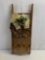 Small Wooden Sled Decorated with Pine Cone Wreath and Bow