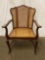 Wood Framed Arm Chair with Cane Seat and Back Panels