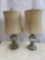 Pair of Metal Base Table Lamps with Burlap Shades
