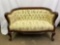 Wood Framed Tufted Back 19th Century Settee with Claw Feet