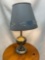 Metal Base Oil Lamp Style Table Lamp with Blue Pierced Paper Shade