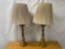 Pair of Brass Table Lamps with Pleated Shades