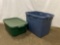 2 Rubbermaid Totes- Green Only Has Lid