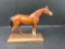 Cast Metal and Painted Horse on Wooden Base