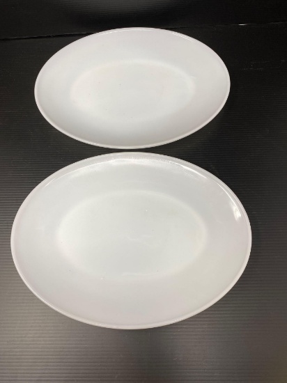 Two 12" Fire King White Platters