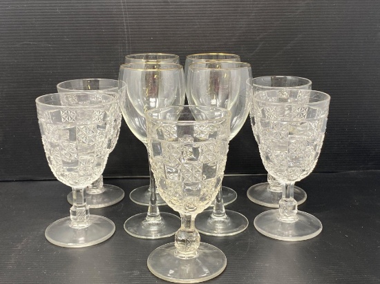 5 & 4 Clear Stemmed Glasses