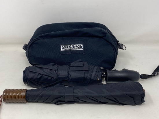 Land's End Man's Travel Case, 2 Compact Umbrellas