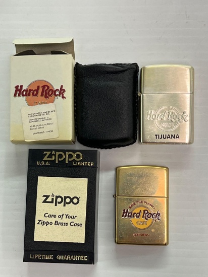 2 ZIPPO Hard Rock Cafe Lighters, TIJUANA & SAN DIEGO