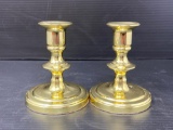 Pair of Short Baldwin Brass Candle Sticks