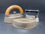 3 Antique Vintage Sad Irons