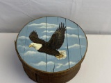 Wooden Cheese Box with Painted Lid- Eagle in Flight
