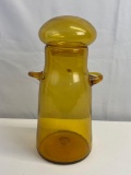 1970's Amber Glass Hand-Blown Lidded Jar Blenko Glass