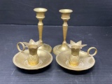2 Pairs of Candle Sticks, Stem and Pineapple Designs