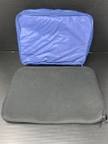 Blue Travel Bag and Gray Laptop Case