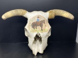 Steer Skull with Cowboy Painting