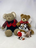 Stuffed Animals Lot- 2 Bears, Dalmatian and Chipmunk