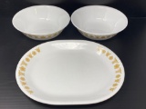 Corningware Platter and 2 Open Vegetable Bowls