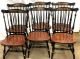 6 Matching Paint Decorated Hitchcock Spindle Back Chairs
