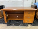 Custom Hand-Crafted Computer Single Pedestal Desk with Electric Supply