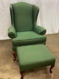 Green Fireside Chair and Matching Ottoman
