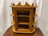 Oak Wall Display Case with Outer Shelves