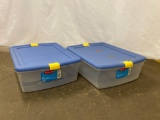 2 Rubbermaid Snaptopper Totes with Lids