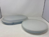 2 Tupperware Lidded Containers- One Oval Divided, Other Round