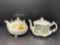 2 Tea Pots- One with Pear Motif, Other Royal Crawford Ironstone Green Transferware