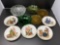 Norman Rockwell Plates and Colored Depression Era Glass Plates and Bowls