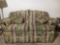 Floral Decorated Overstuffed Love Seat with Throw Pillows