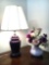 Table Lamp and Vase with Faux Flower Arrangement