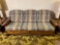 Wood Framed Sofa with Plaid Cushions