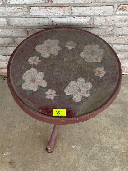 Patio Table with Floral Decorated Top