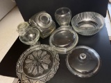 Glass Platters, Bowls, Jars, Casserole Lids