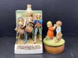 America's 200th Anniversary Liquor Bottle and Music Box with Two Children with Bird