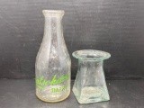Latschar's Dairy Milk Bottle and Glass Inkwell