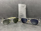 2 Pairs of Aviator Style Sunglasses, One Case