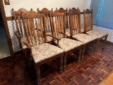 Antique Dining Table Chairs, Qty. 8, Arrowback. Turned Legs