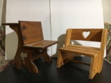 Doll Size School Desk and Bench with Heart Cut-Out