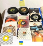 Records Lot 45 RPM, 25 with sleeves, Approx. 50 without