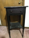 Antique Stand with Drawer and Stretcher