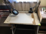 Drafting/Artists Table and 2 Work Lights, One is Magnifier Light