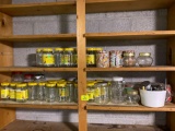Large Grouping of Glass Jars with Lids and Tea Tins