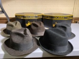 5 Man's Hats and 2 Dobbs Hat Boxes