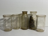 5 Antique Vintage Milk Bottles
