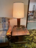 End Table with Wood Based Table Lamp
