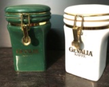 2 Gevalia Coffee Canisters- Green & White