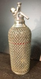 Antique Vintage Silver Mesh Seltzer Bottle
