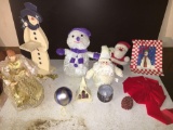 Snowman & Santa Figures, Red Bow, Angel Figure, Church, Ornaments