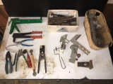 Assorted Tools: Riveter, Wire Tools, Chisels, and More